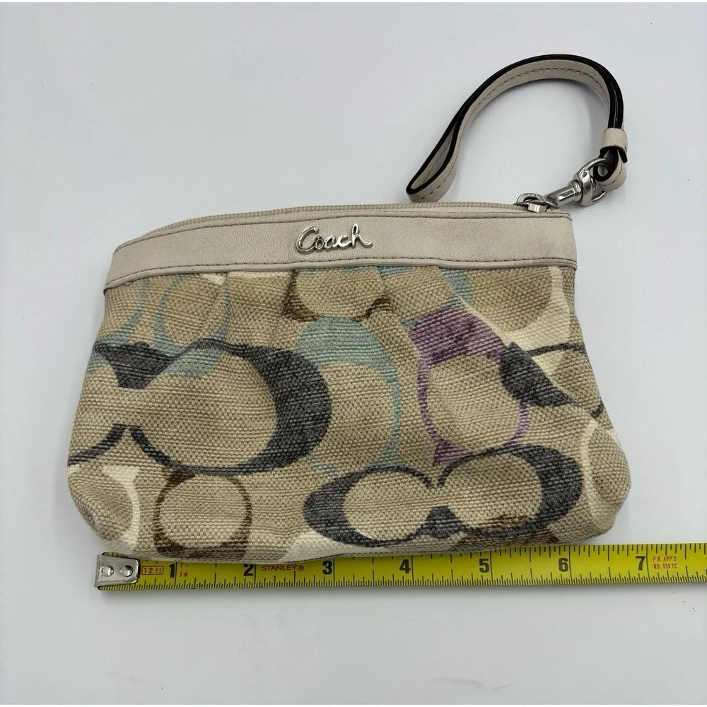 Coach Signature Wristlet Canvas Pastel Colors ID‎ holder Classic Y2K